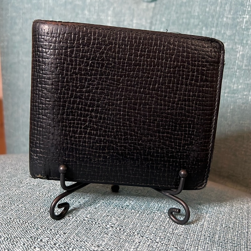 Burberry Men’s Black Bifold Wallet with Plaid Accents, Vintage